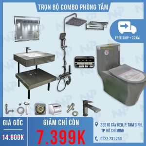 Combo thiết bị vệ sinh gồm 12 món, phối bàn đá siêu xịn
