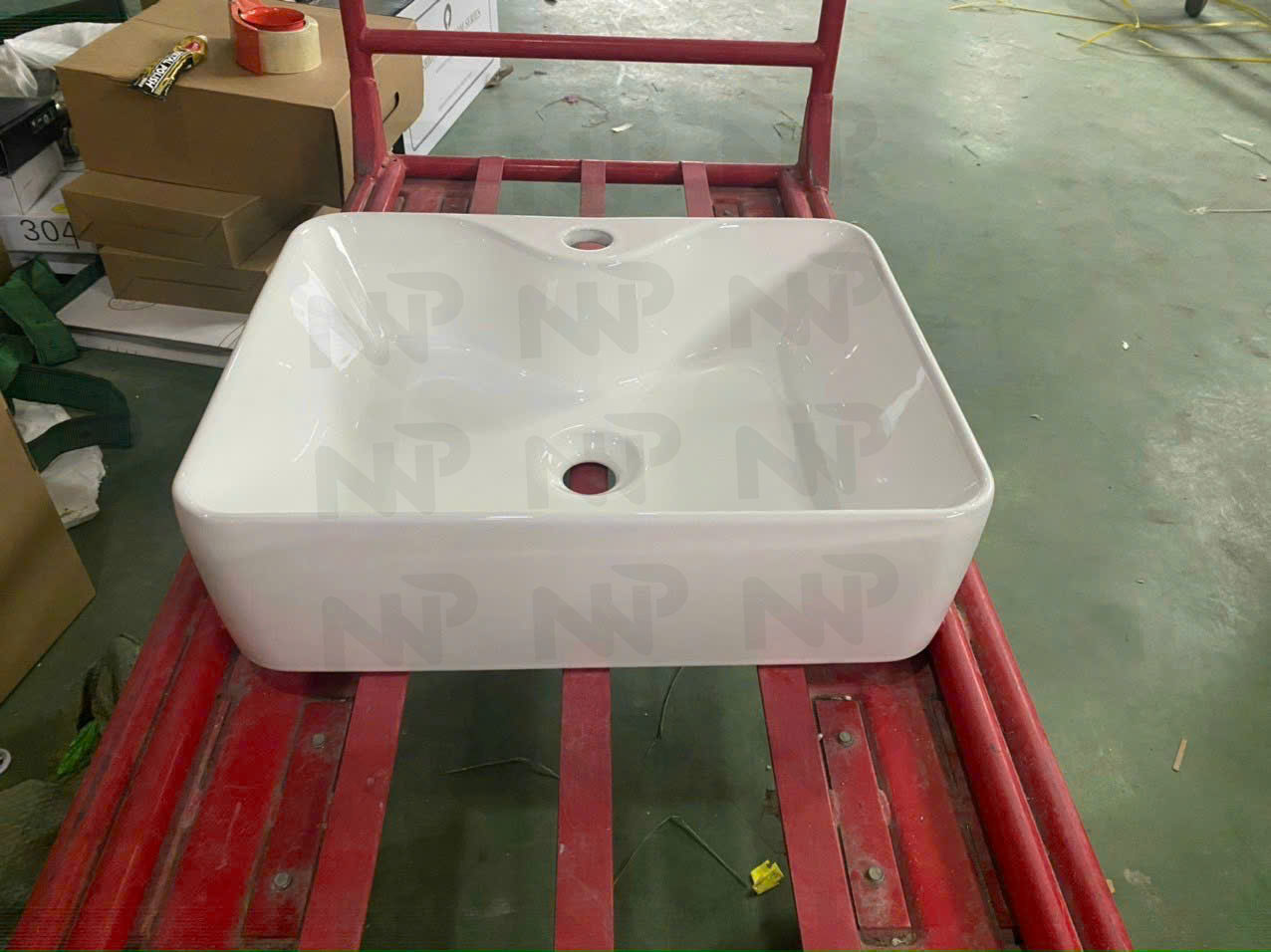 Lavabo chữ nhật trắng 608- 380K