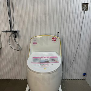 Bồn cầu trứng trắng viền vàng 5015