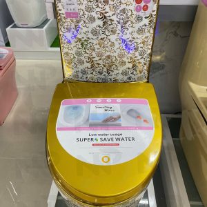 Bồn cầu hoa văn vàng mã 3000