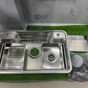 Chậu chén bán nguyệt rộng inox 304 7846